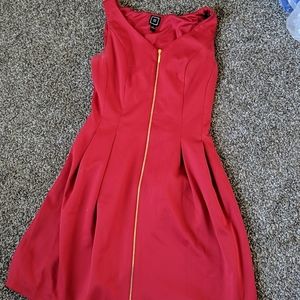 Red zipper front dress